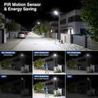 Solar Street Lights Outdoor Waterproof , 6500K 320°Wide Angle Flood light, LED Solar Parking Light with Motion Sensor and Rem