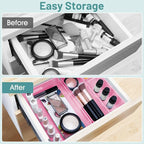 WOWBOX 25 PCS Plastic Drawer Organizer Set, 4 Sizes Desk Drawer Divider Organizers and Storage Bins for Makeup, Jewelry, Gadg