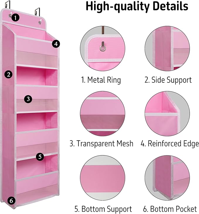 Giraffe Creation Over Door Organizer with 4 Large Capacity Pockets, Heavy Duty Hanging Organizer Storage for Closet Bathroom 