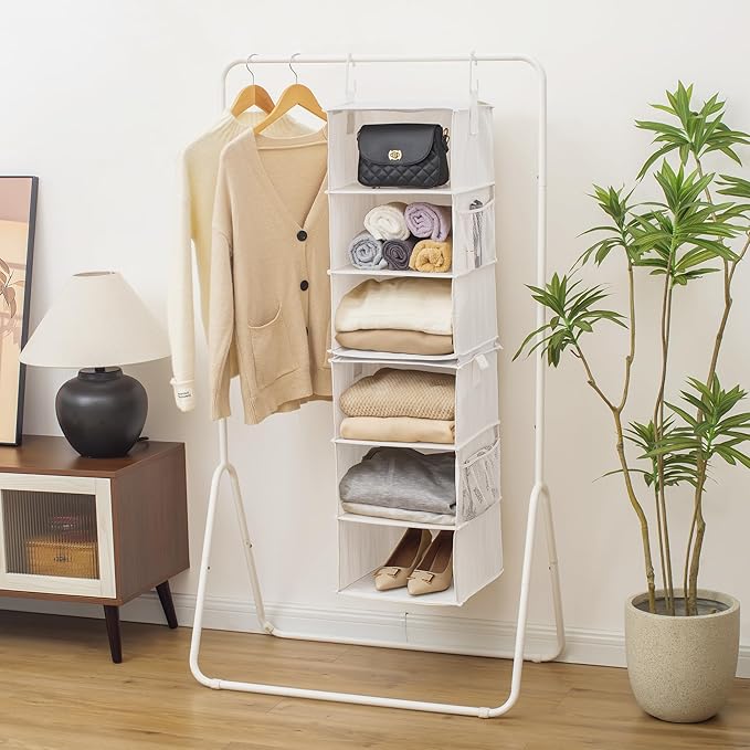 StorageWorks 6-Shelf Jumbo Closet Organizers, Two 3-Shelf Separable Hanging Shelves for Closet, 13" D x 15" W x 48 ¼"H,Mixing