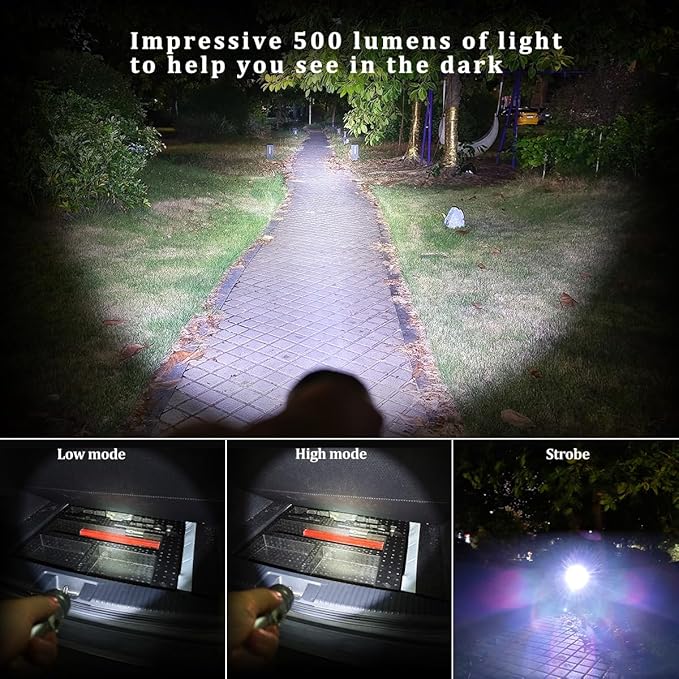 Small Flashlight Rechargeable with Diffuser 12 Volt Car Cigarette Lighter & USB C Charge for Auto Vehicles Emergency, Car Esc