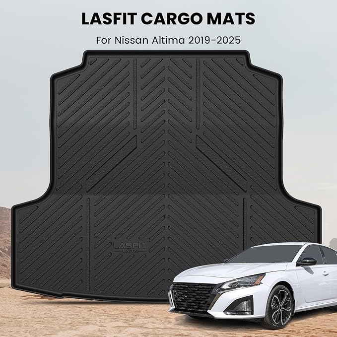LASFIT Cargo Mat for Nissan Altima 2019-2026, All Weather TPE Custom Fit Durable No-Curling Trunk Mat for Altima 2019 2020 2021 2022 2023 2024 2025 2026 Cargo Liner Cargo Tray Accessories, Black