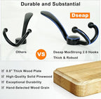 Dseap Coat Rack Wall Mounted - 24" Long 6 Tri Hooks, Heavy Duty Wooden Wall Coat Hanger Coat Hook for Clothes Hat Jacket Clot