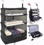 Grand Fusion Stow-N-Go Packing Organizer for Luggage, Portable Hanging Travel Shelves, Carry-On Closet, Hanging Packing Cubes