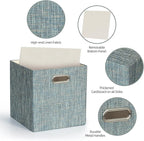 Posprica Storage Basket Bins,13×13×13 Foldable Storage Boxes Fabric Drawer Cubes for Closet Shelf Cabinet Bookcase - Set of 4
