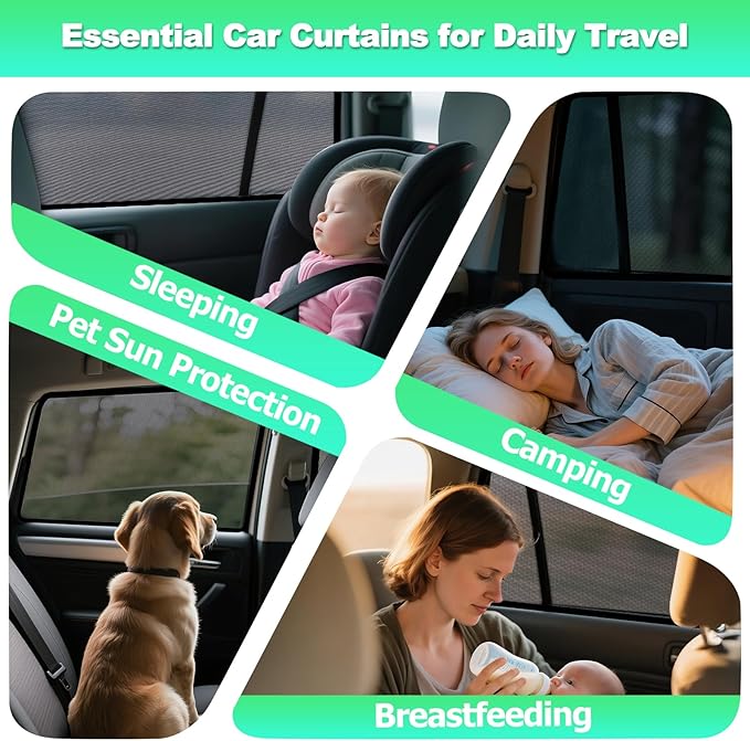 2019-2024 RAV4 Window Shades -Car Window Shade for Baby and Driver, Breathable Mesh Car Privacy Curtains for Side Windows, UV Protection and Heat Insulation for Road Trips, Napping