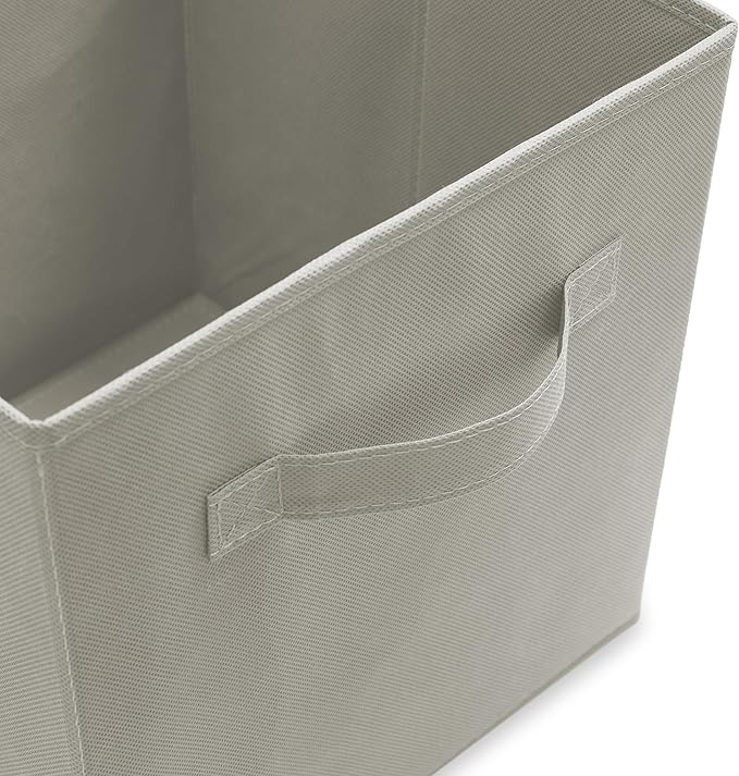 Casafield Set of 6 Collapsible Fabric Cube Storage Bins, Light Gray - 11" Foldable Cloth Baskets for Shelves, Cubby Organizer