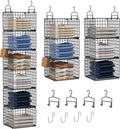 6 Tier Closet Hanging Organizer, Metal Closet Organizers and Storage with 4 Hanging Hooks 4 S-Hooks for Wardrobe Laundry Room