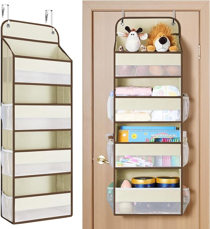 Yecaye Over The Door Organizer, Heavy Duty Hanging Organizers and Storage with 4 Large Capacity Pockets, Swing-Proof Behind T