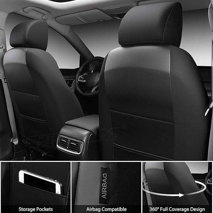 CAR PASS Nappa Leather Rav4 Front Seat Covers Custom Fit for Toyota Rav4 2019-2024, Camry 2018-2024, Corolla 2020-2025, Luxur