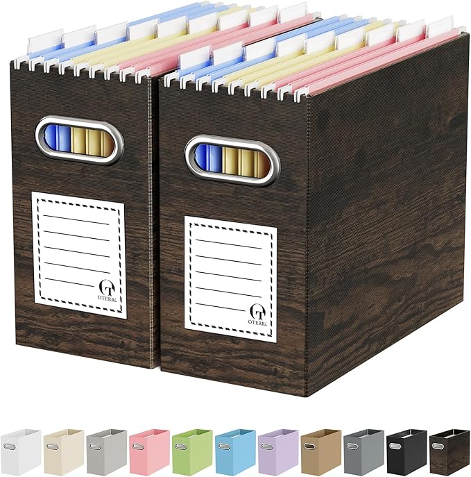 Oterri Cardboard File Organizer Box for Hanging File Folders Letter Size,File Box for Computer Desk,File Cabinet,Working Home