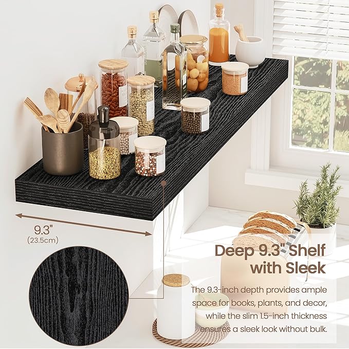 Vivelove 32 Inch Floating Shelves, Deep Wall Shelves with Invisible Brackets, Display Shlf for Bathroom Living Room Kitchen B