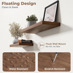 36 Inch Floating Shelves for Wall Set of 2, 8"D Wood Grain Bathroom Shelves with Invisible Brackets, Easy Install Engineered 