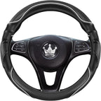 HighnessHwoo 3D Car Steering Wheel Cover Comfort Grip Massage Sporty Anti-Slip Carbon Fiber Faux Leather for F150, Trucks, Je