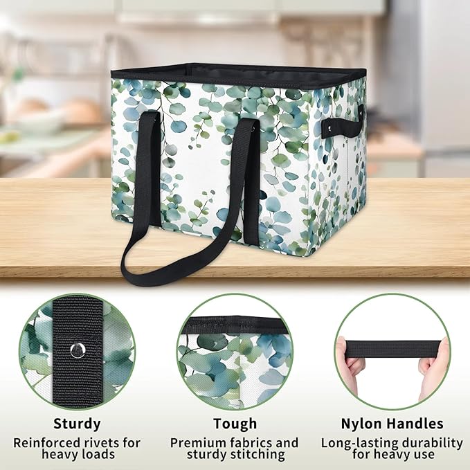 Reusable Grocery Bag, Foldable Large Shopping Tote Bag for Groceries Kitchen Picnic Car Trunk