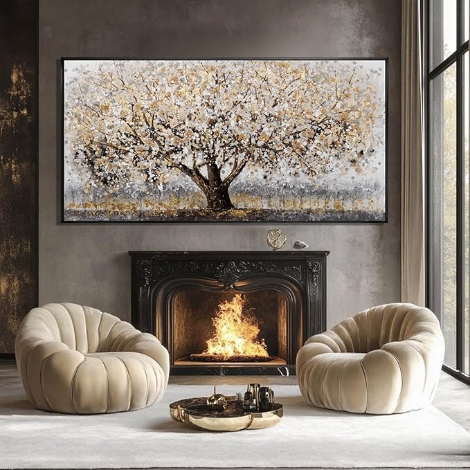 Brown and White Framed Wall Art Floral Wall Prints Botanical Wall Decor Nature Wall Posters 24"x48" Pictures for Bedroom Kitc