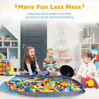 SAM AND MABEL XXL Toy Storage Organizer with Play Mat – 15" x 15" x 16" Storage Bin for Kids Playroom, Foldable Fabric Bag an