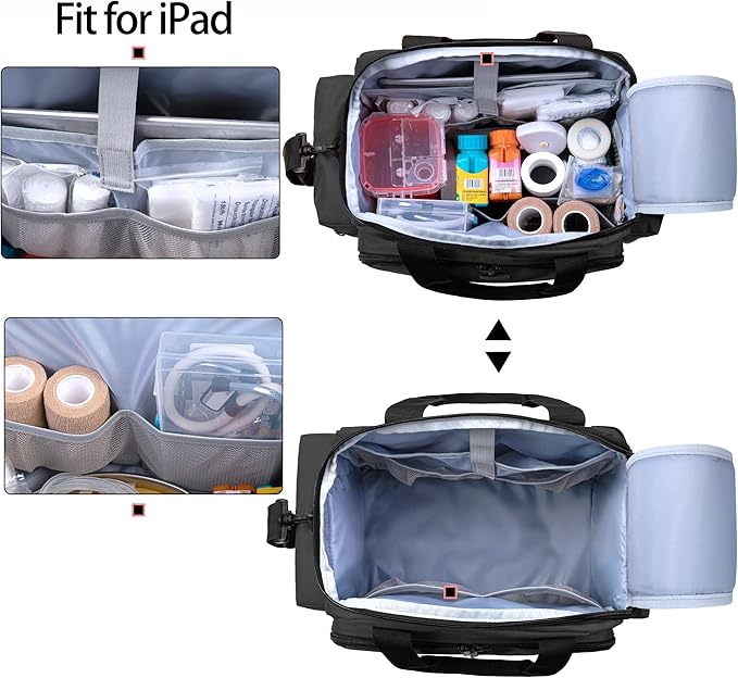 Trunab Home Health Nurse Bag Medical Bag Organizer with Handle and Shoulder Strap for Home Visit, Travel, Nursing Student