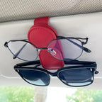KIWEN Sunglasses Holder for Car Visor, Magnetic Leather Sunglass Eyeglass Hanger Clip for Car Sun Visor Accessories (1, Red)