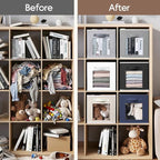 Homsorout Foldable Storage Cubes - Cubby Storage Organizer with Window, Decorative Baskets for Organizing, 11 Inch Fabric Cub