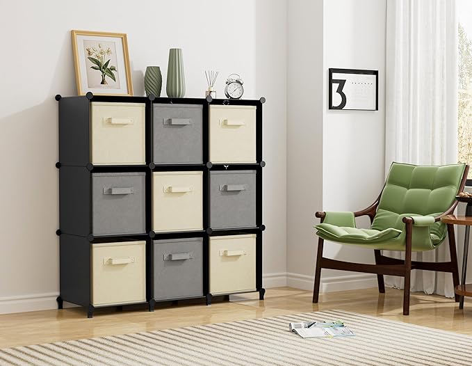HOMIDEC Closet Organizers and Storage, 9 Cube Storage Organizer, Portable Closet Organizer Cubes Shelves for Clothes, Bedroom