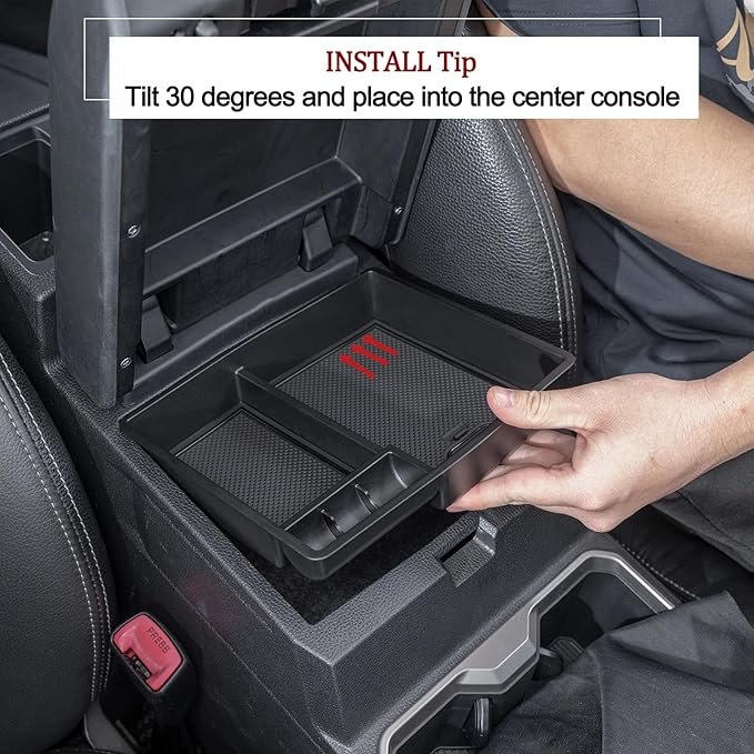JDMCAR Center Console Organizer Compatible with 2024 2025 2026 Toyota Tacoma Accessories, Armrest Insert ABS Plastic Coin Holder Secondary Storage Box (Black Trim)