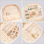 ProCase Travel Size Jewelry Box, Large Portable Seashell-Shaped Jewelry Case, 2 Layer Jewelry Organizer in PU Leather for Wom