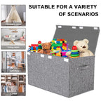 VERONLY Collapsible Toy Storage Bin with Lid, 82L Large Capacity - Gray Neutral Space-Saving Organizer for Playroom, Bedroom 