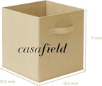 Casafield Set of 6 Collapsible Fabric Cube Storage Bins, Sandy Beige - 11" Foldable Cloth Baskets for Shelves, Cubby Organize