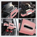 Multifunctional Car Seat Back Organizer Box with Drink Cup Holder, Makeup Mirror, Tissue Box& Hooks for Car Seat Back, New Upgrade Car Headrest Backseat Organizer Suitability for Wife, Girlfriend