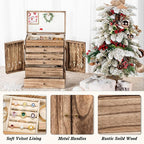 Emfogo Wooden Jewelry Box for Women, 6-Tier Large Jewelry Organizer Boxes with Mirror Rustic Solid Wood jewlery Storage Displ