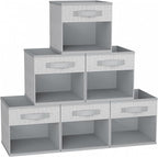 DIMJ Cube Bins, 12.2-Inch Storage Bins Cubes with Window, 6 Packs Collapsible Storage Bins with Handles, Closet Storage Baske