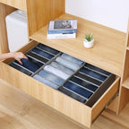 Qozary Jeans Pants Organizer for Closet, 4 Pack Drawer Organizers for Clothing, 6 Grids Wardrobe Clothes Organizer, Jean Orga
