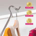 Closet Reacher Pole with Hook and Wooden Handle, Heavy Duty - Adjustable 2.75-5 Feet, Chrome Plated Steel Clothing Hanger She