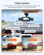 4K STARVIS 2 Dash Cam Front and Rear, 360° 4 Channel Dash Camera for Cars, Car Video Recorder with AI Driver Monitor System, 