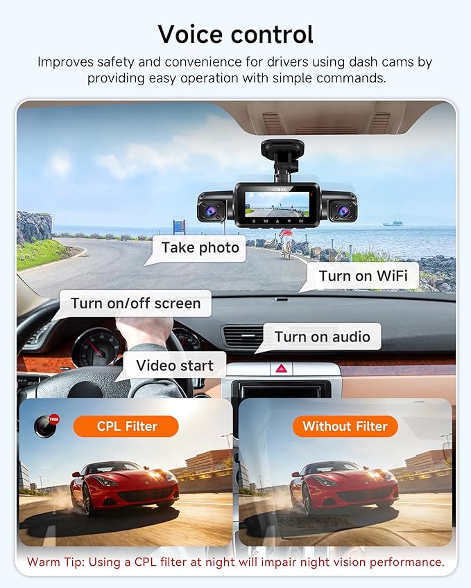 4K STARVIS 2 Dash Cam Front and Rear, 360° 4 Channel Dash Camera for Cars, Car Video Recorder with AI Driver Monitor System, 