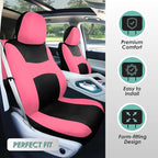 FH Group Car Seat Covers Full Set Cloth - Universal Fit,Automotive Seat Covers,Low Back Front Seat Covers,Airbag Compatible,S
