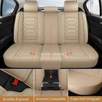 Leather Car Seat Covers Full Set, Waterproof Faux Leather Seat Covers for Cars, Non-Slip Car Interior Covers Universal Fit fo