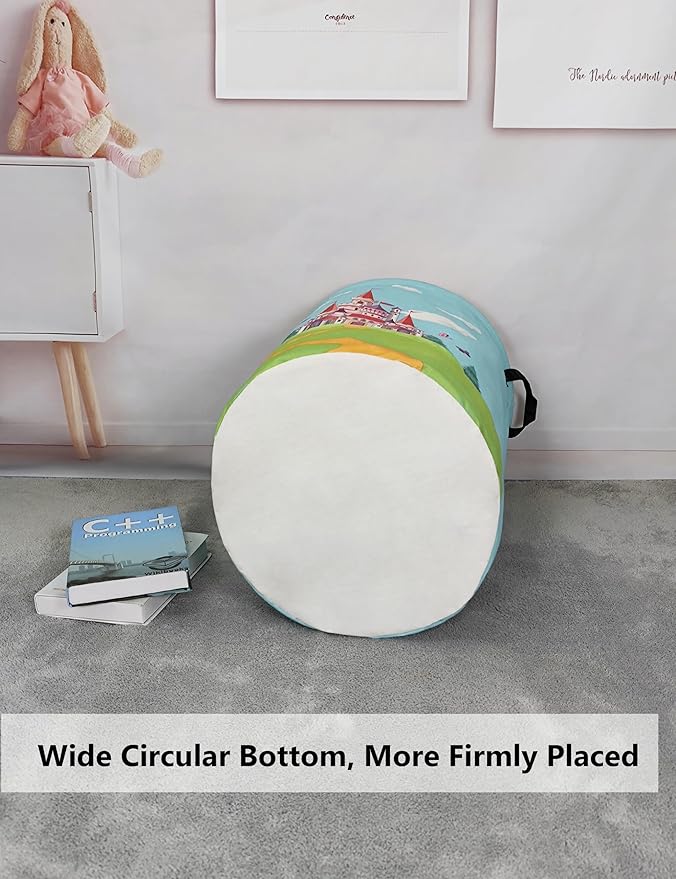 QUEENLALA Large Storage Basket,Laundry Hamper/Bathroom/Home Decor/Collapsible Round Storage Bin,Boys and Girls Hamper/Boxes/C