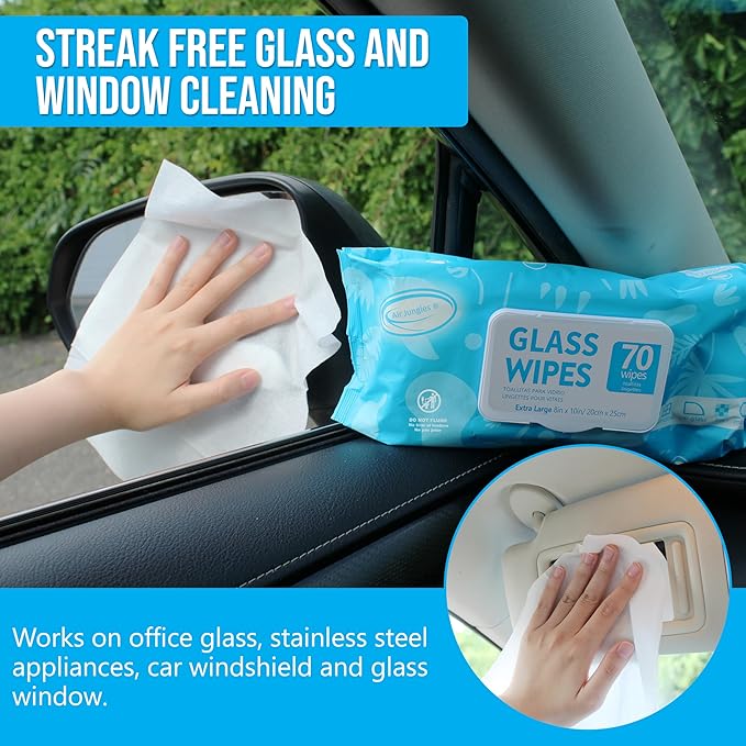 Air Jungles Car Interior Cleaning Wipes Set 210 Count, XL 8" x 10" Wipe for Car Leather Seat, Windshield Window Mirror Cleani