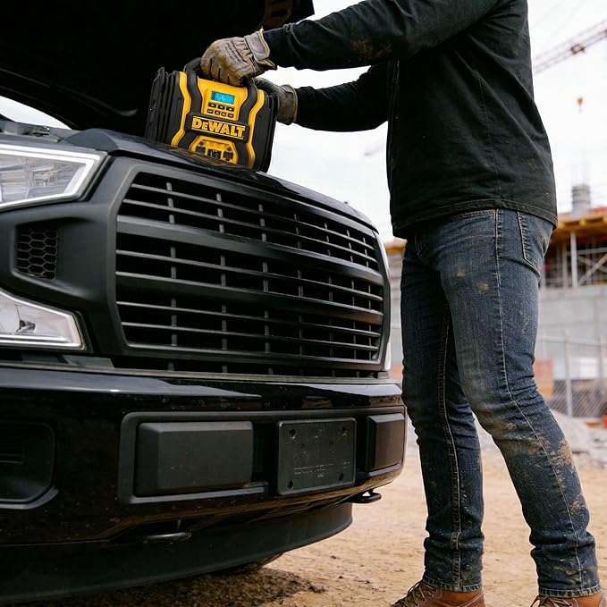 DEWALT DXAEPS14 2000 Peak Battery Amp 12V Automotive Battery Booster Jump Starter/Power Station with 120 PSI Compressor,