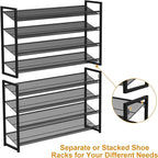 Large Shoe Rack 8 Tier Shoe Organizer, Heavy Duty Metal 4-Tier Stackable Shoe Storage Vertical Shoe Rack for Closet Front Doo