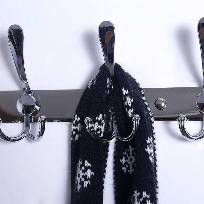 Dseap Coat Rack Wall Mount - 29.5” Long 8-Tri-Hooks Heavy Duty Coat Hanger Rail Wall Hooks for Hanging Coats Hats Clothing Cl