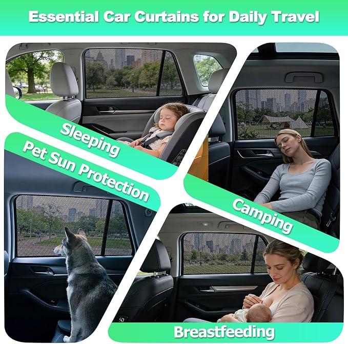Car Window Shades for 2023-2025 CX50 - Rear Side Window Sun Shade for Baby, Breathable Mesh Car Privacy Window Covers, UV Protection and Heat Insulation for Road Trips, Napping, Camping