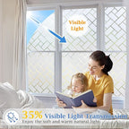 Coavas Frosted Window Privacy Film Static Cling Non-Adhesive for Glass Windows, Heat Control UV Blocking Sun Blocking Anti Glare, Day and Night Bathroom Home Office Cover, 35.4"x118"