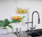 JUNCHU CHERRY 5 Pack Hanging Storage Basket, Bathroom Basket, Household Goods, with Traceless Tape, no Drilling, for Cabinet 