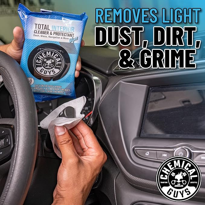 Chemical Guys PMWSPI22050 Total Interior Cleaner & Protectant Wipes Mega 100 Pack, Safe for Cars, Trucks, SUVs, Jeeps, Motorc