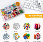 Exptolii 15 Large Grids Plastic Organizer Box with Dividers, 2 Pack Clear Compartment Container Storage for Washi Tapes Beads