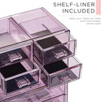 Sorbus Acrylic Makeup Organizer Set, 7-Drawer Vanity & Countertop Cosmetic Storage with Small & Wide Compartments, Purple Mak
