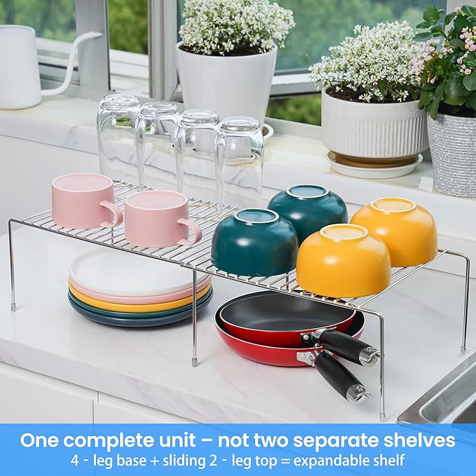 Tomorotec Space-Saving Stainless Steel Storage Rack, 12.8-22.8 in, Silver, Easy to Install, Versatile Design